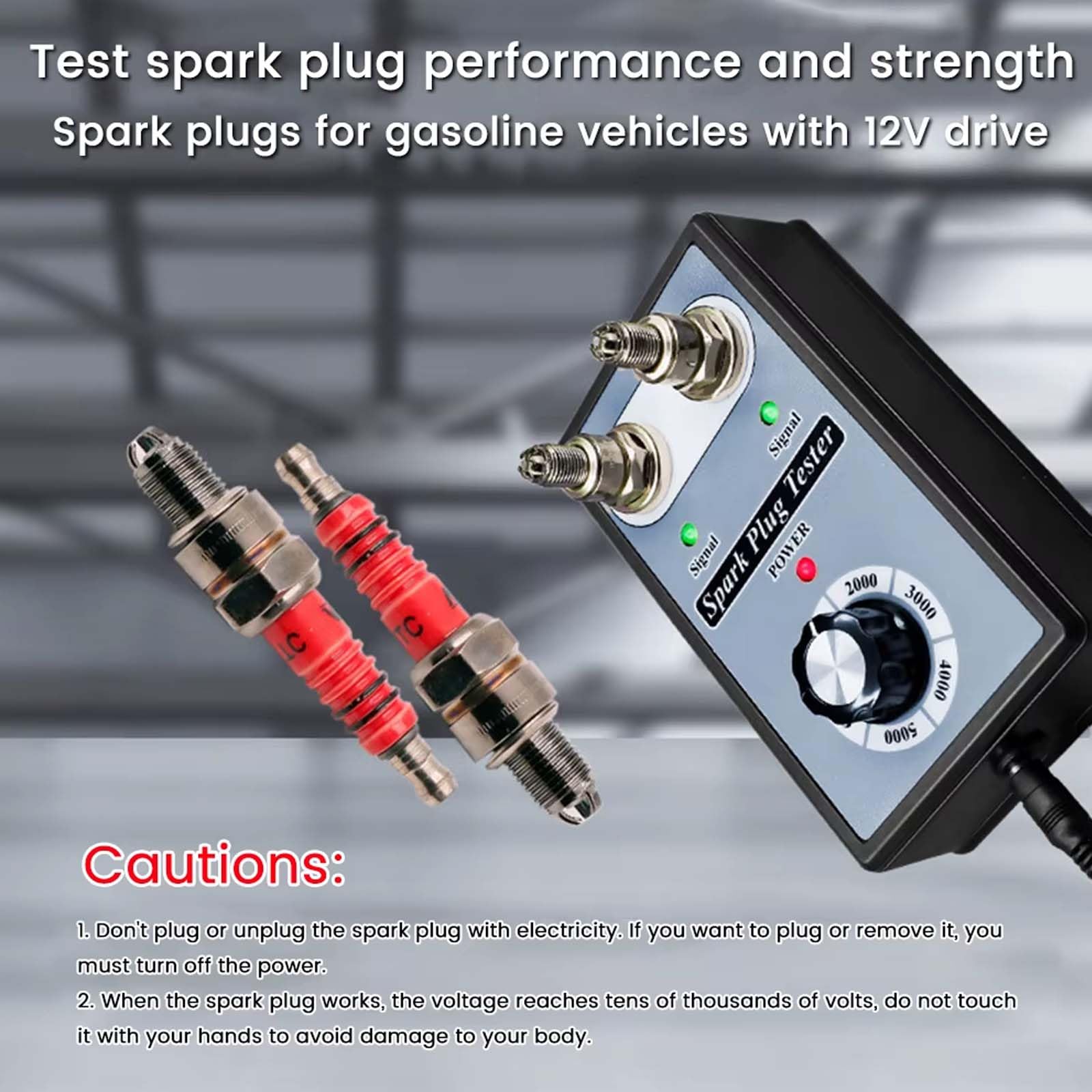 Comprobador de Bujías de Doble Orificio Ajustable de 12V, Comprobador de Bobina de Encendido de Motocicleta y Automóvil, Detector de Chispas