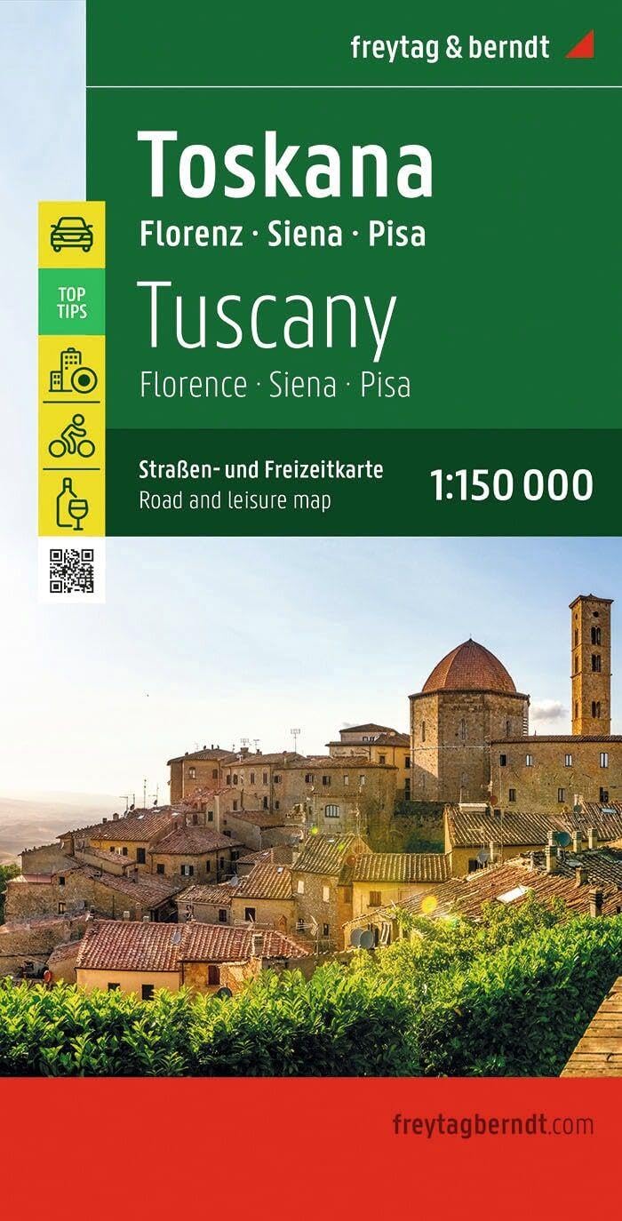 Tuscany - Florence, Siena, Pisa - Road and Leisure Map