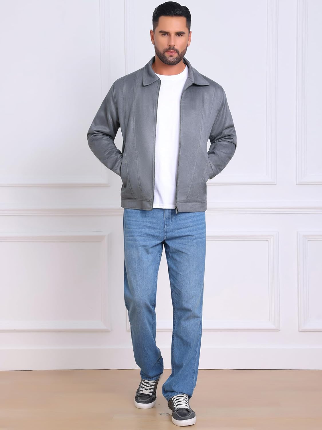 Casaco masculino casual com gola e zíper para uso ao ar livre jaqueta de camurça vintage em promoção! Veja a oferta e mais achadinhos de Jaquetas & Casacos 2 Hoje é o melhor dia para comprar Casaco masculino casual com gola e zíper para uso ao ar livre jaqueta de camurça vintage com aquele preço maroto! Promoção! Aproveite a oferta! 2