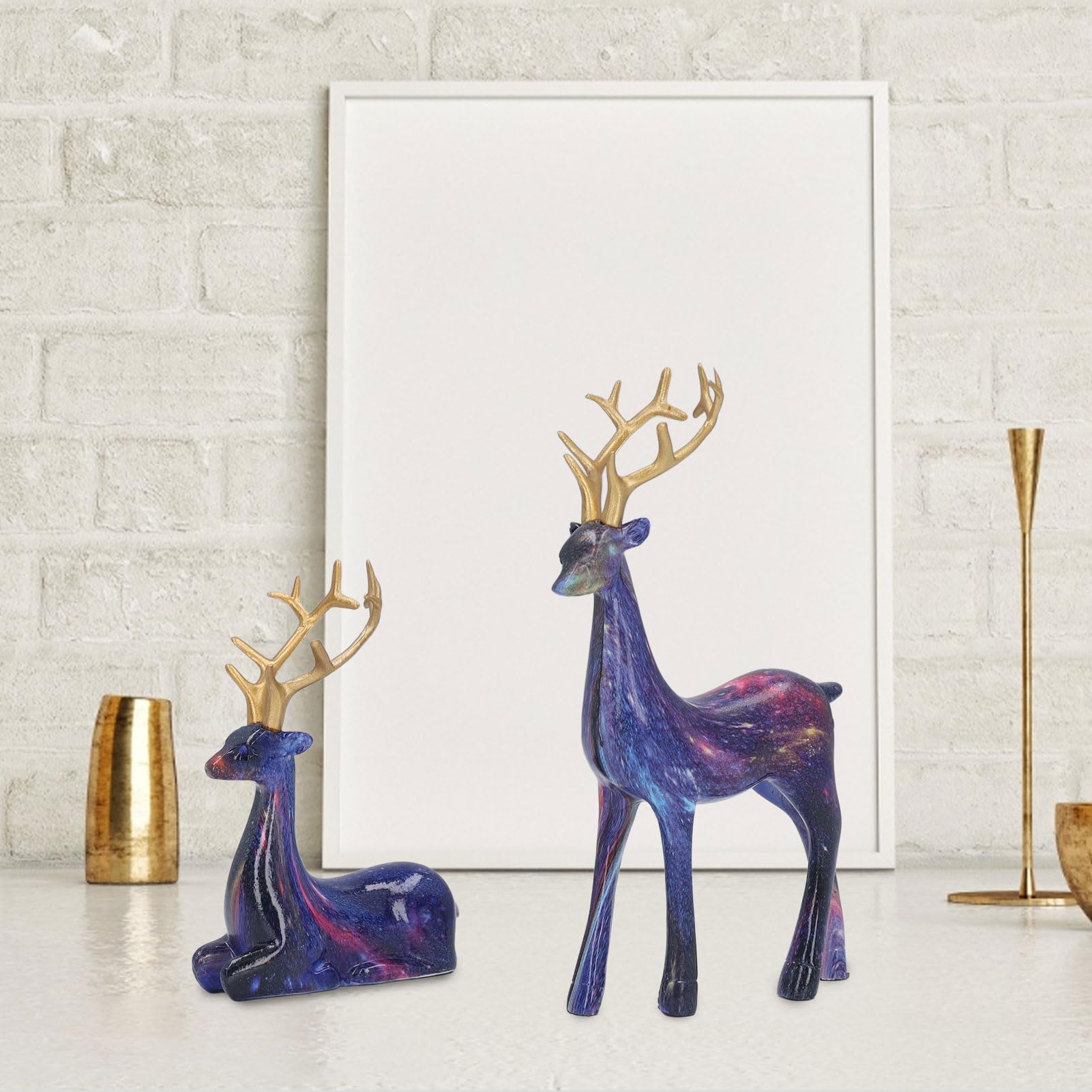 Amazon.co.jp: 鹿の置物 2個 リアルなデザインの鹿の置物 鹿の