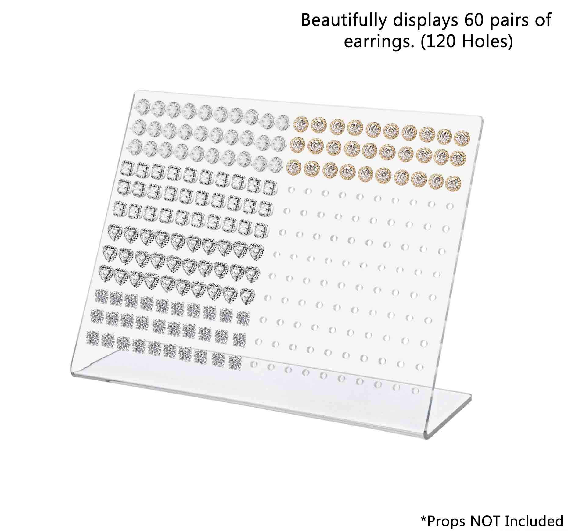 Marketing Holders 2 Pack Earring Display Stand 120 Pair Slant Back Clear Acrylic for Studs or Dangles Jewelry Retailers Fashion Boutiques Personal Use Department Stores