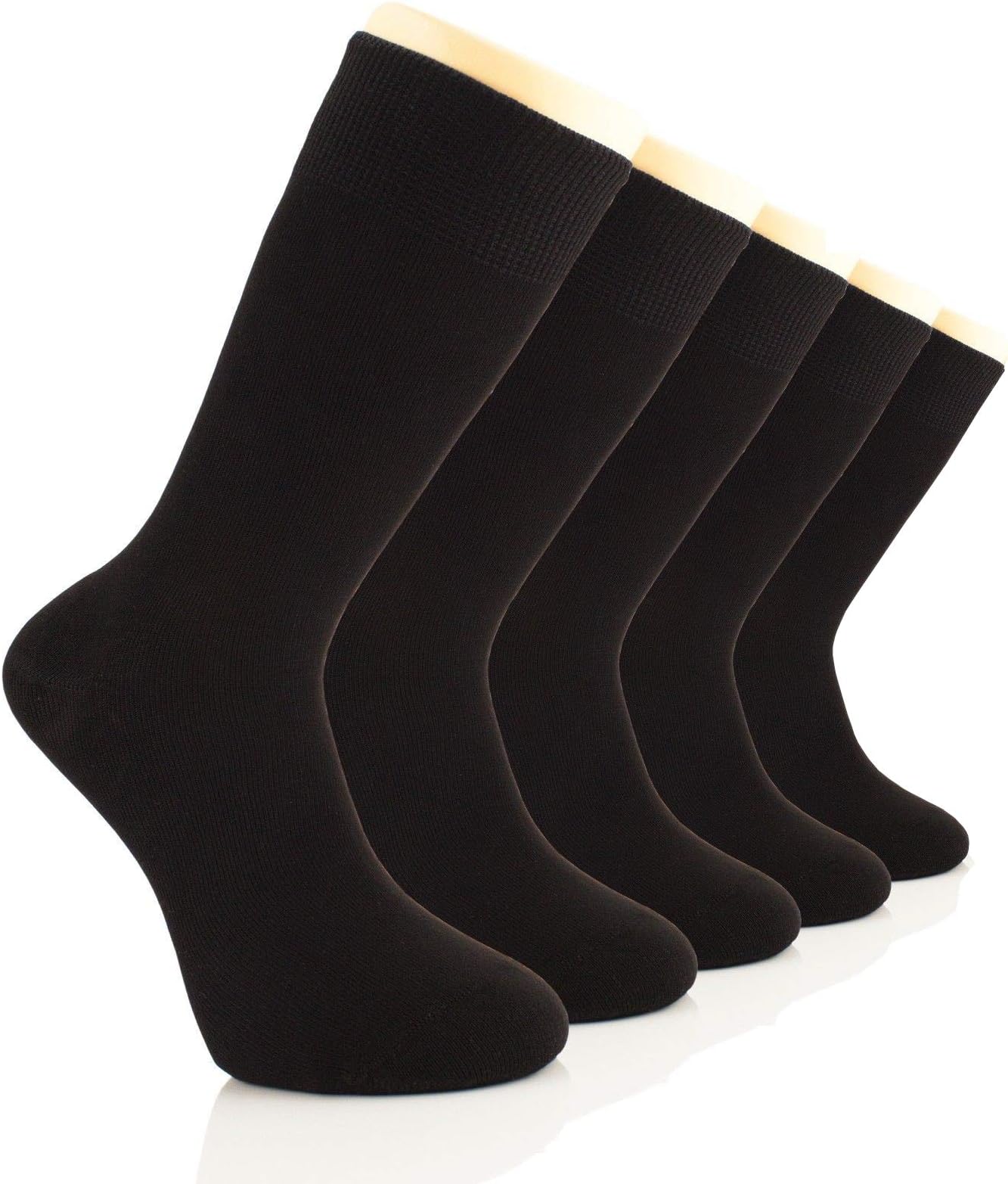 LAETAN Mens Socks, European Bamboo Dress Socks, (Black, Brown, Beige, Navy, Crew Size) (Brown (5 Pairs))