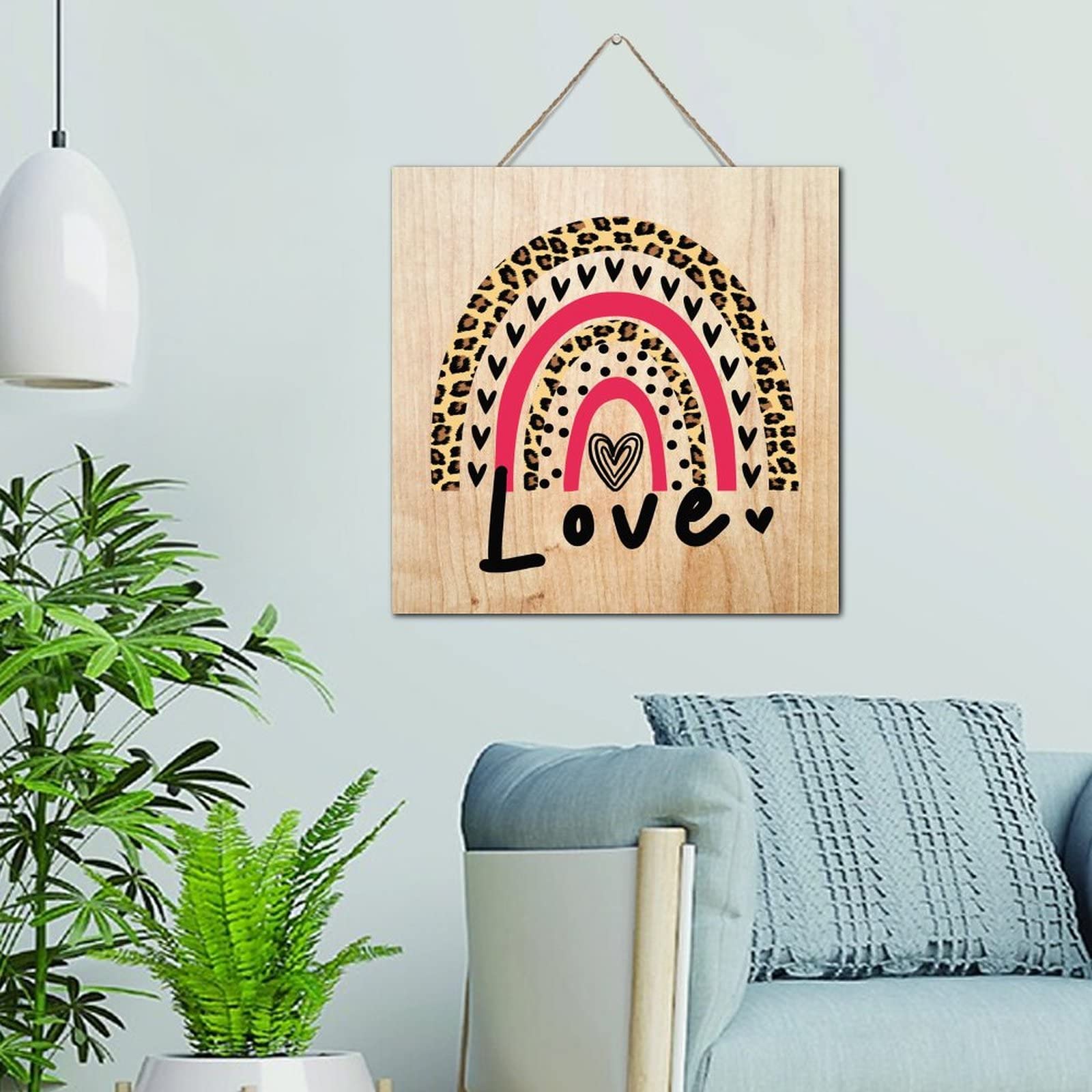 Targa da parete in legno invecchiato con scritta Love Rainbow Valentine, 30,5 x 30,5 cm, con scritta motivazionale, per San Valentino, decorazione per la casa e l'ufficio