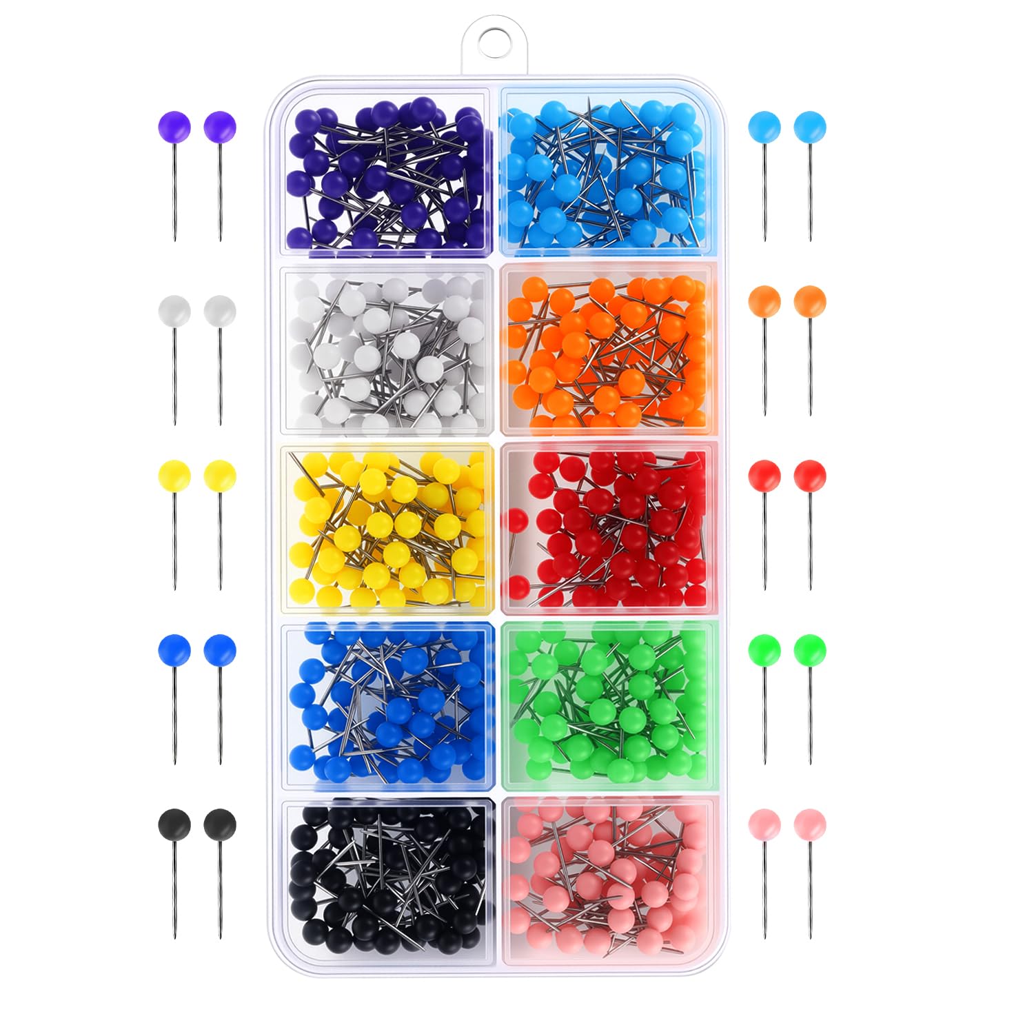 500 Pcs Push Pins Map Pins Colored Drawing Round Head Pins Map Tacks with Steel Points Map Push Pins for World Map Cork Board Fabric Marking