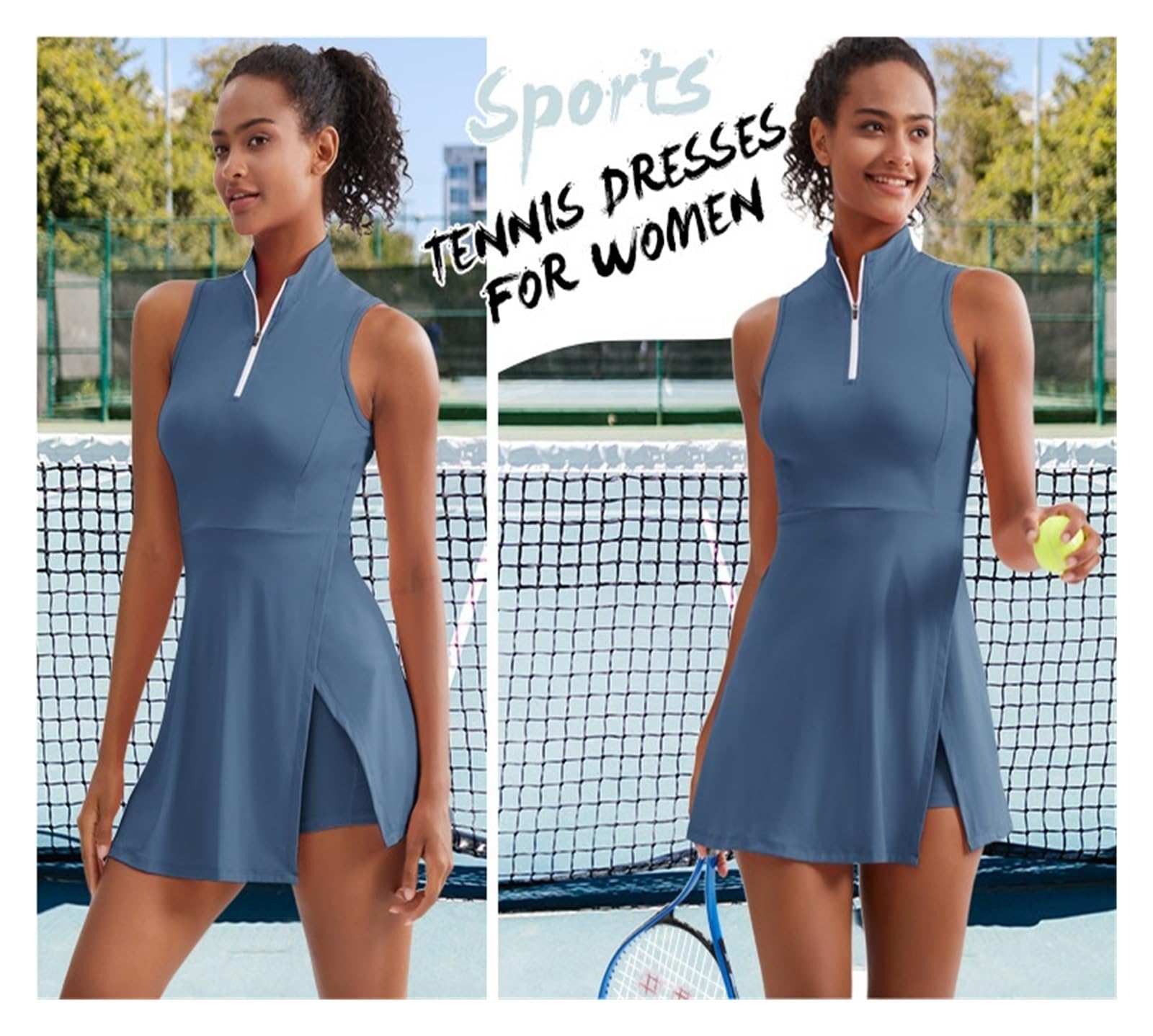 Robe De Tennis pour Femme 2-in-1 Tennis Golf Sports Dress Polo Collar Design Women's Fitness