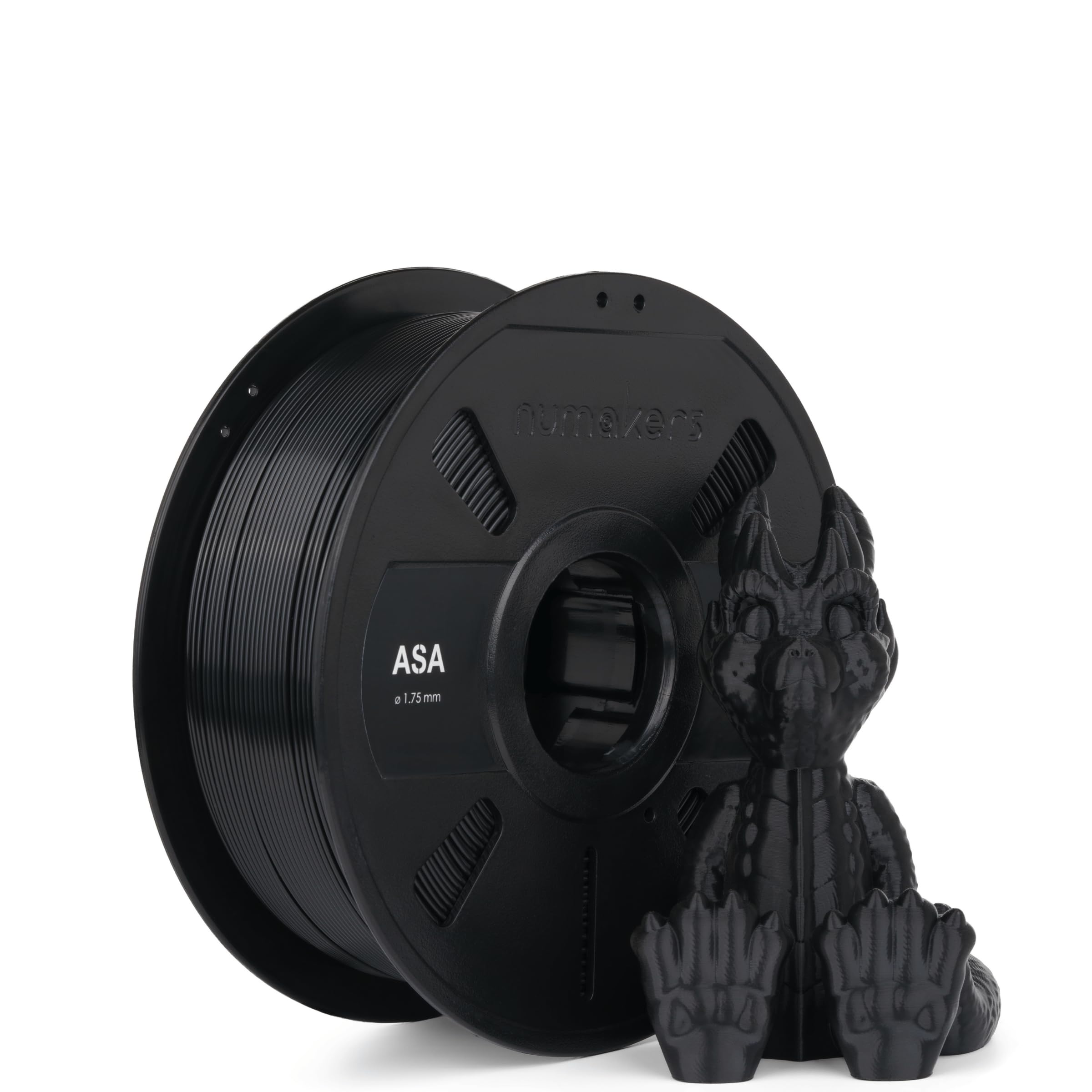 Numakers ASA 3D Printer Filament 1.75mm, 1kg Spool (2.2 lbs) – UV/Heat/Weather Resistant, Strong Layer Bonding, Smooth Printing, Low Odor, Outdoor Functional Prototypes, FDM Compatible (Pitch Black)