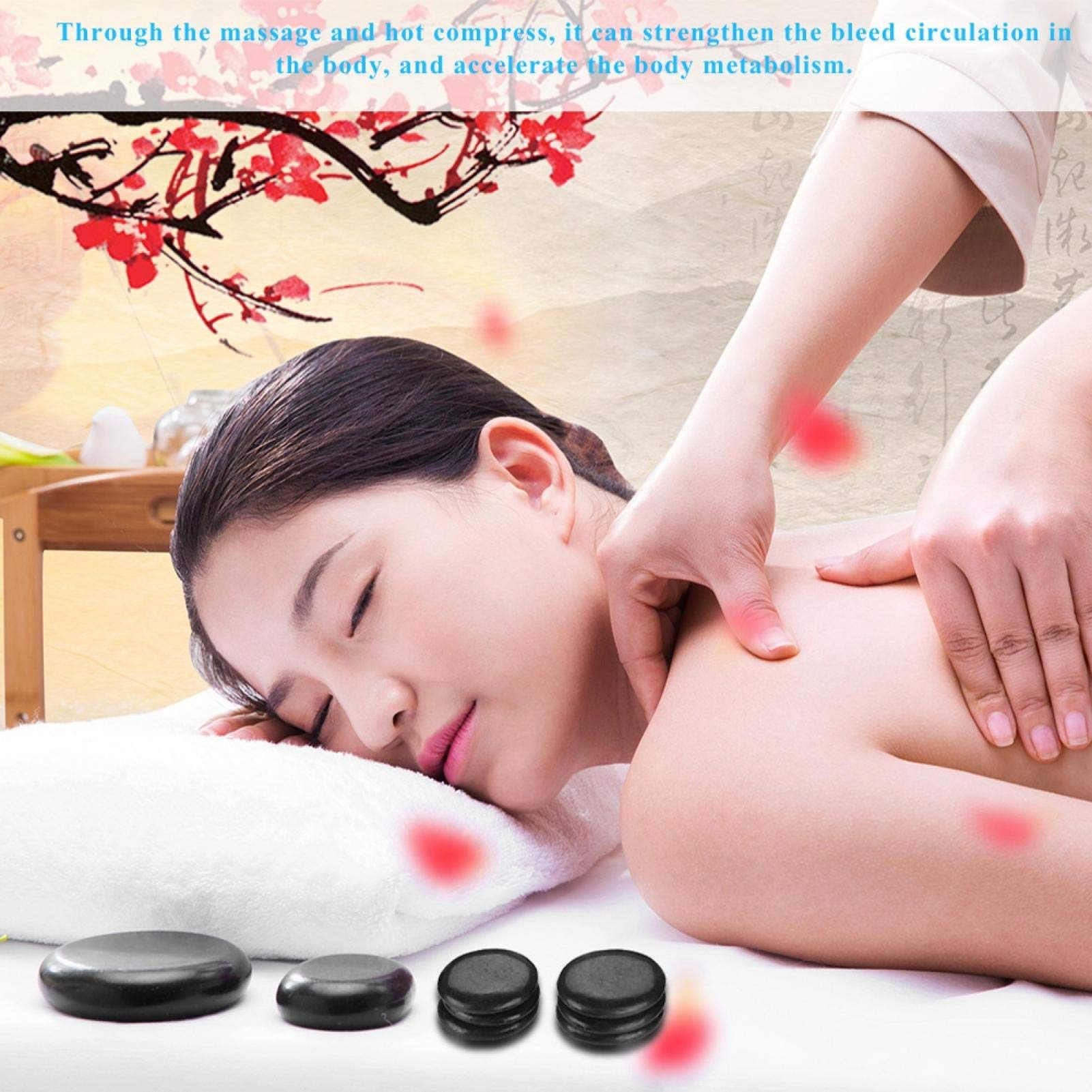 Sonew 16 Stücke Hot Massage Stein Set, Gesicht und Körper Spa Stein Hot Stone Massage Set für Massage Körpertherapie Schmerzlinderung Muskelentspannung