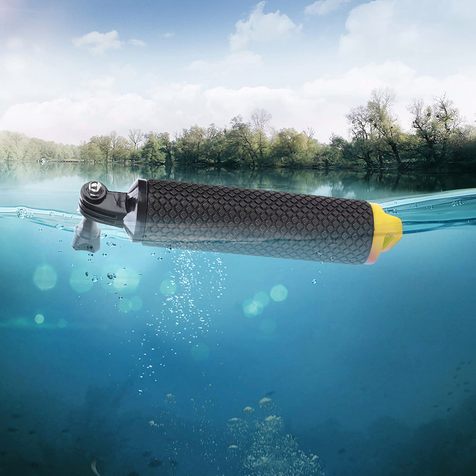 Gavigain Non Slip Floating Camera Handle, Sports Camera Handle Plastic Silicone Handle Monopod Sports Camera Diving Accessories for Diving Swimming Boating (Yellow)