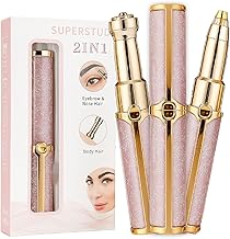 SUPERSTUD Eyebrow Trimmer for Woman All in One, 2-in-1 Eyebrow Epilator, Women Face Trimmers for Facial Hair Remover for Face, Upper Lips, Nose, Ear, Portable & Rechargable Epilators With Ring Light (Pink)