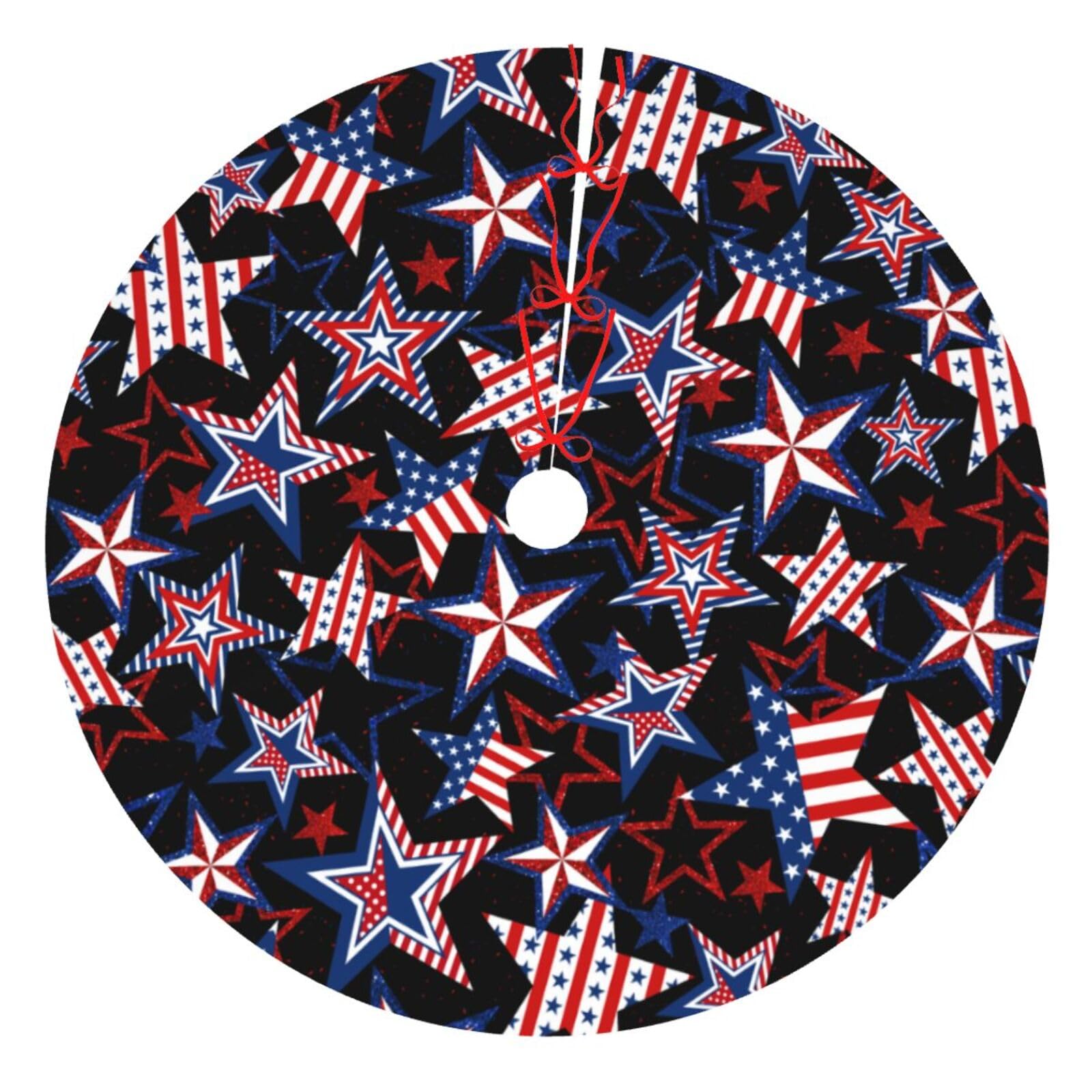 4th of July Patriotics American Flag Stars and Stripes Veterans Day Christmas Tree Skirt Memorial Day Xmas Tree Mat Halloween Christmas Tree Ornaments Decorations Holiday Party Indoor Outdoor 30