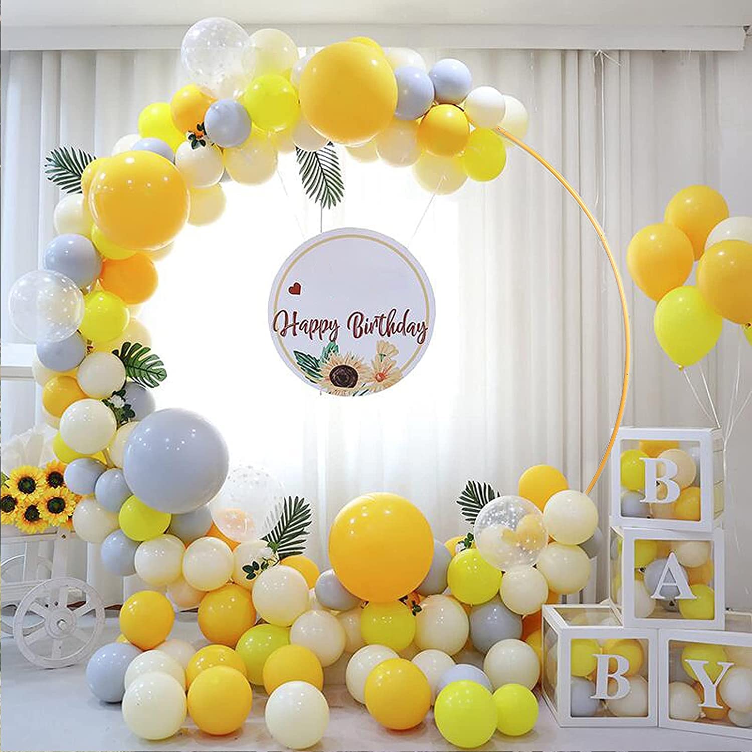 ZJT Ballon Kreis Rahmen Kit, Ballonbogen Set, Metall Ballonbogen, Luftballon Runde Ständer, Ballon Girlande Bogen Halter, Party Dekoration Ballonbogen Kit für Geburtstag, Hochzeit, Taufe (2m)