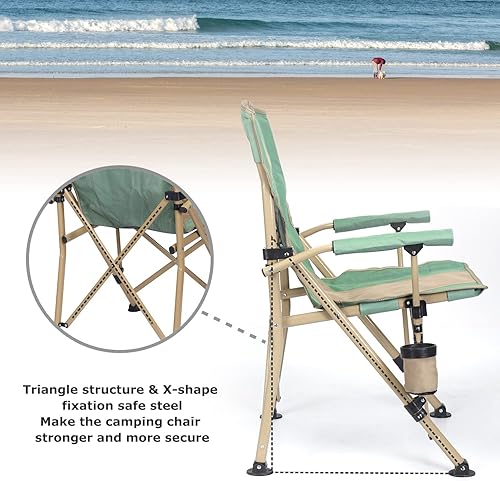 Miniatura 4 de XGEAR Silla de camping con reposabrazos duro acolchado, silla de campamento plegable resistente con soporte para tazas, bolsillos de almacenamiento