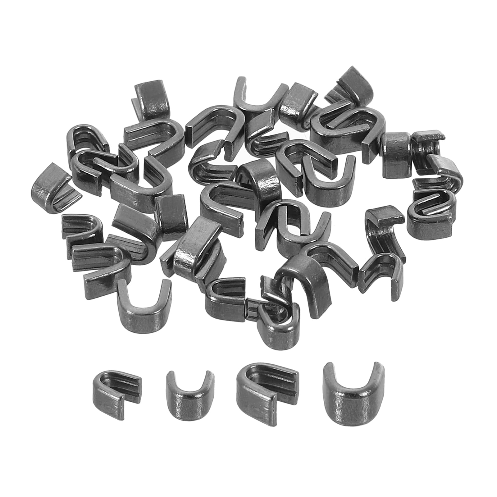 uxcell 40Pcs Zipper Slider Retainers - #3#5 U Shape Top Stoppers for Bags Coats Jackets Closed-end Zippers Replacing, Metallic Black(Each Size 20Pcs)