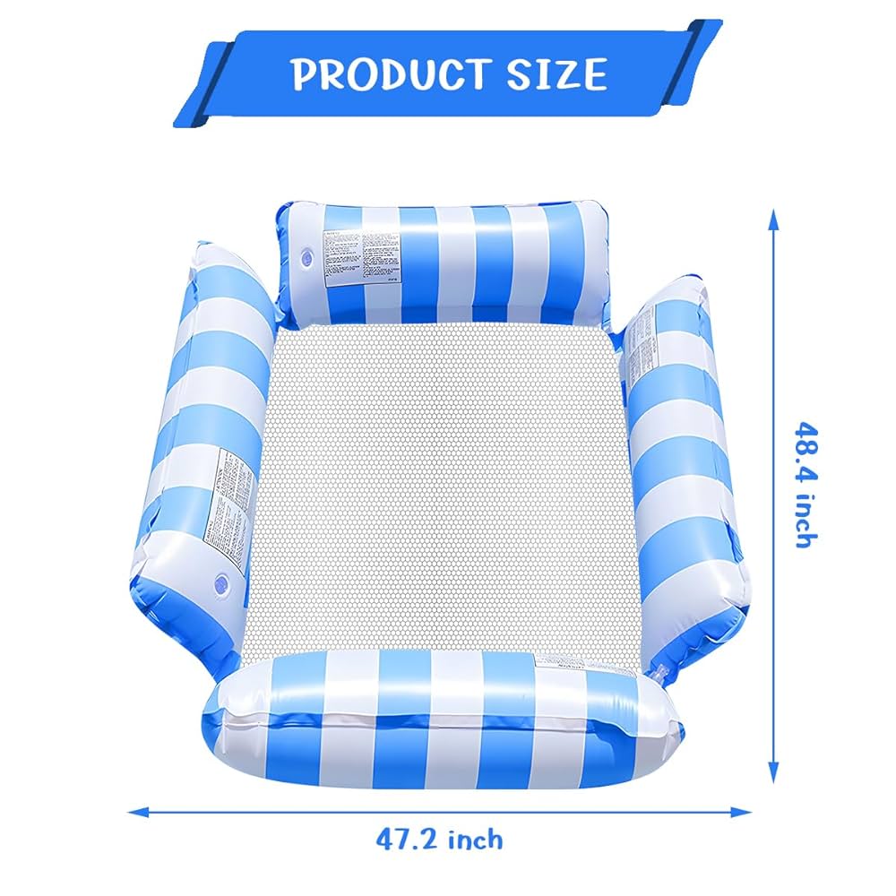Alintor Inflatable Pool Floats, Pool Inflatables For Adults, 4 IN 1 Swimming Pool Floats Hammock, Pool Toys Water Hammock For Armchair Mattresses Seat Floating Mattress (Pink