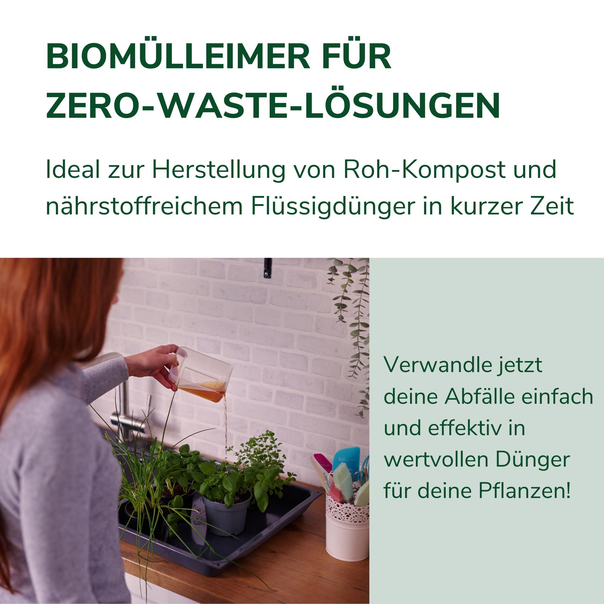Natursache I Effektiver Biomülleimer für die Küche | Bokashi Eimer Starterset & fermentierende Mikroorganismen | Geruchlos & nachhaltig | Fermentieren leicht gemacht (schwarz)