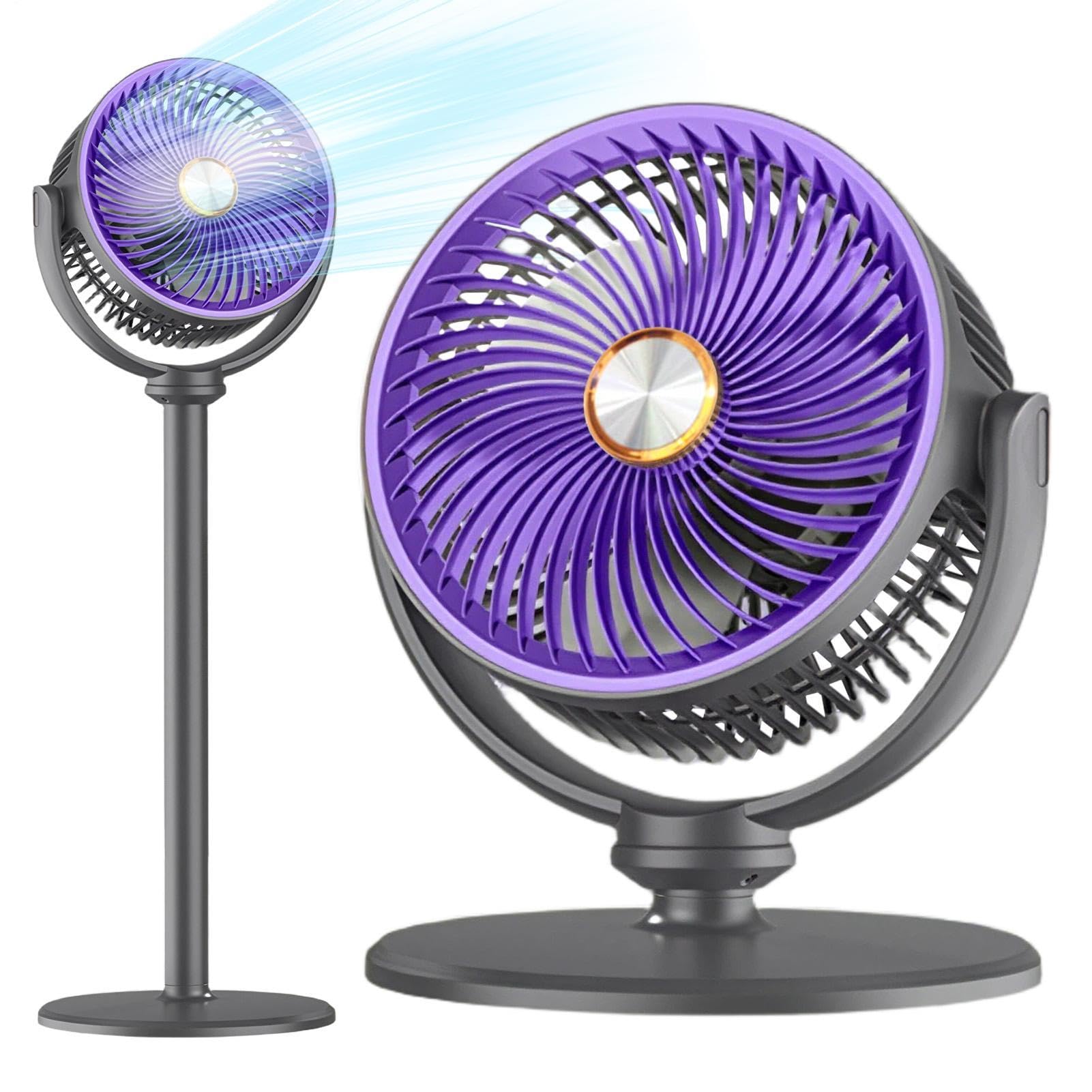 Ventilador pedestal Recargable 5 Velocidades Silencioso Altura Ajustable