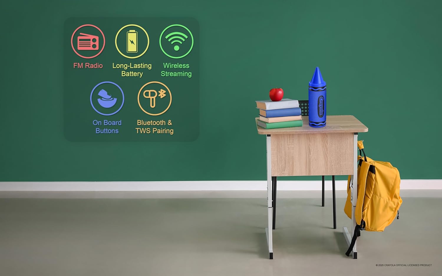 Diagram showing key features of the Crayola Crayon Speaker