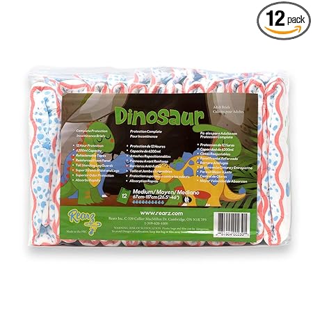 Rearz - Dinosaur - Elite Adult Diapers (12 Pack) (Medium)