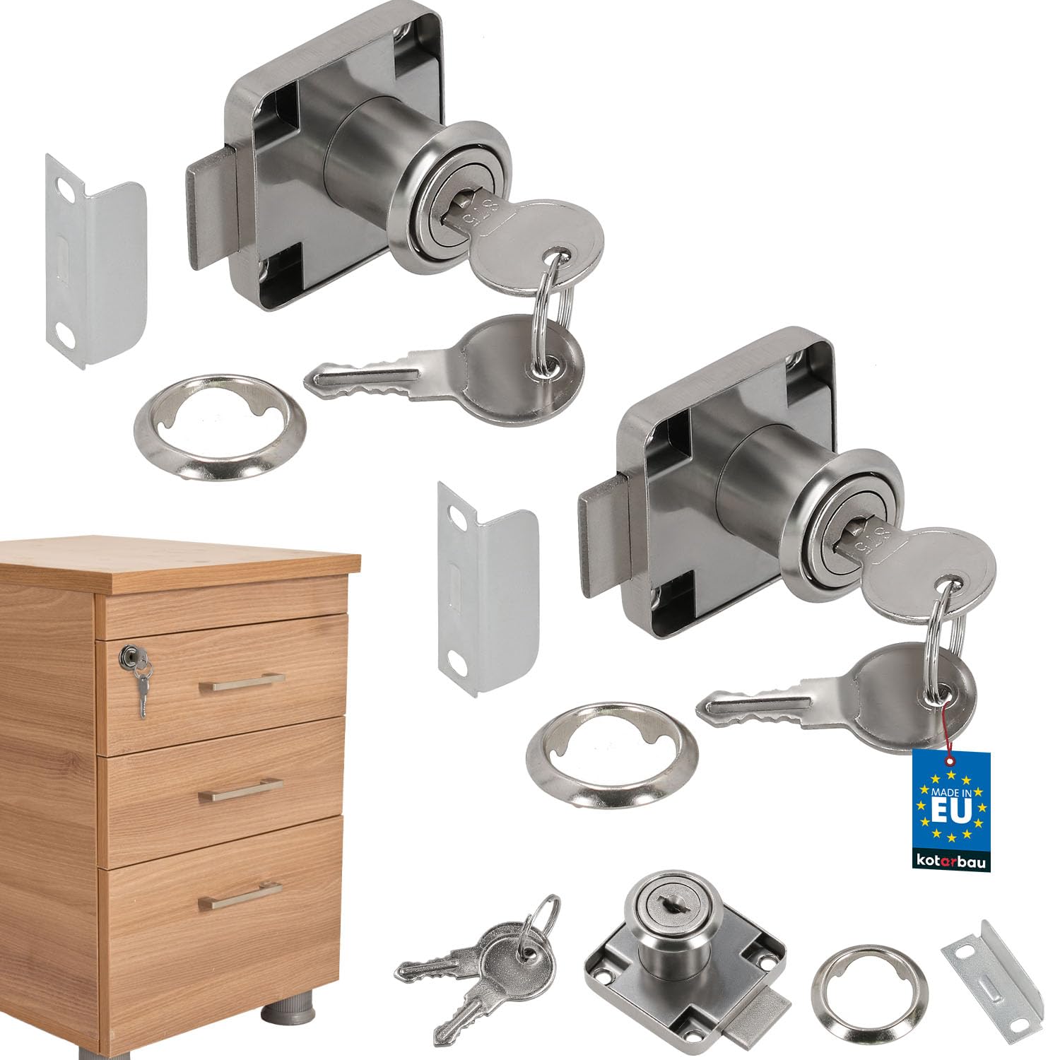 KOTARBAU Meubelslot 42x42 mm schroefslot met 2 sleutels cilinder-meubelslot kastslot slot ladenslot