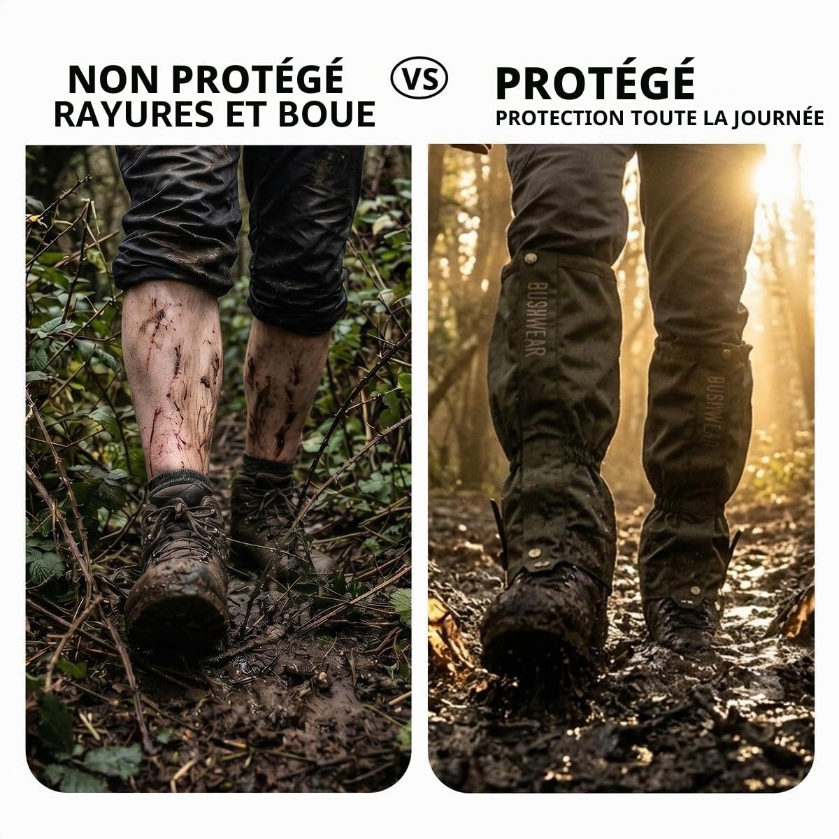 BushWear ThornGuard Pro Guêtres – Protection Imperméable et Anti-Ronces pour Jam