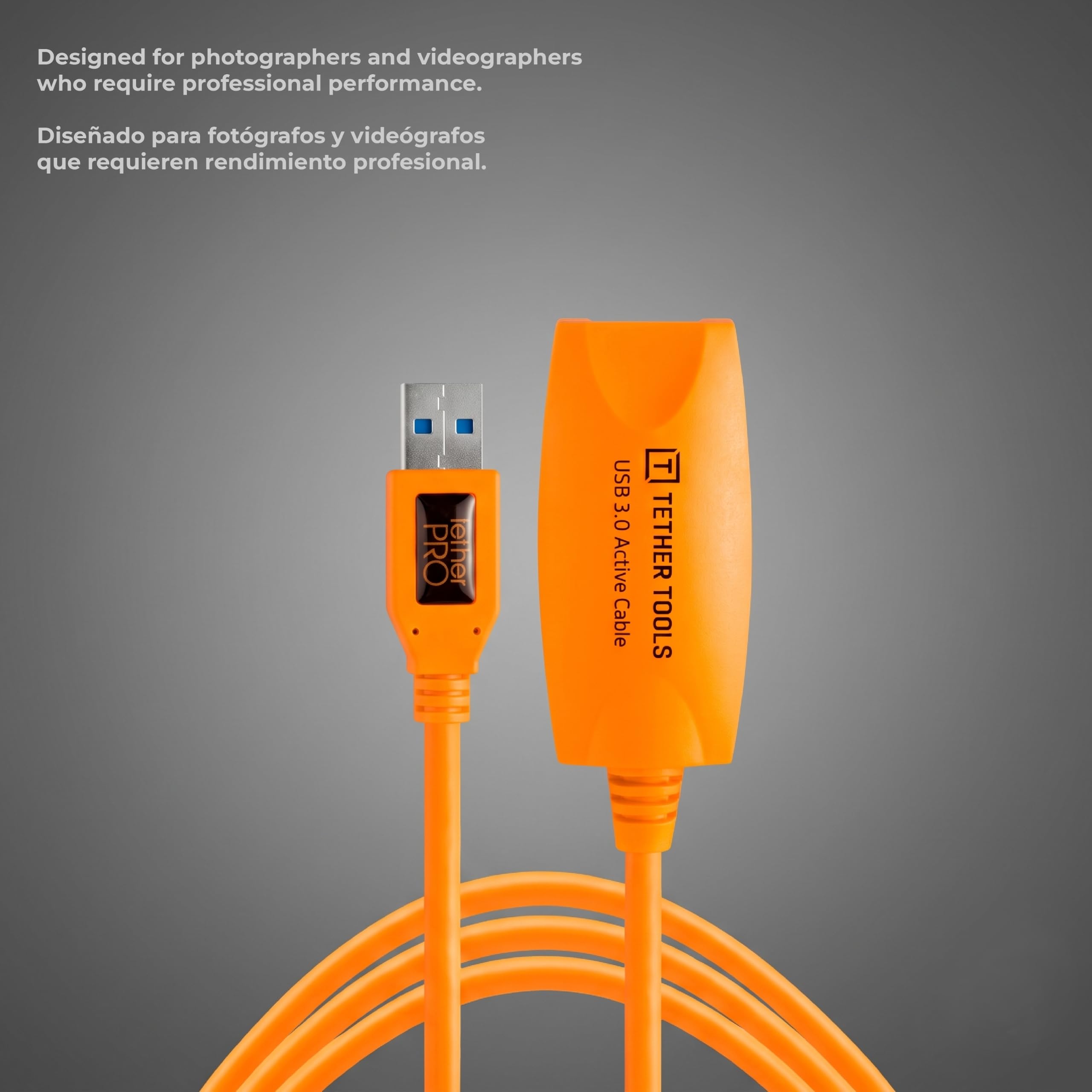 Tether Tools Cable USB Tetherpro Cable USB 3.0 de extensión Activo de 5 m en Color Naranja [CU3017]