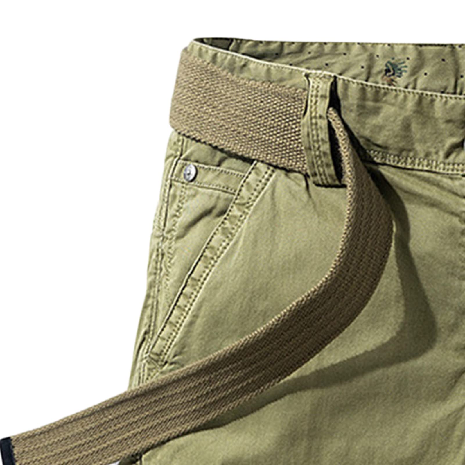 Men's Solid Lightweight Cargo Shorts Multi-Pocket Summer Beach Shorts Relaxed Fit Outdoor Short Pants No Belt (Khaki,34)