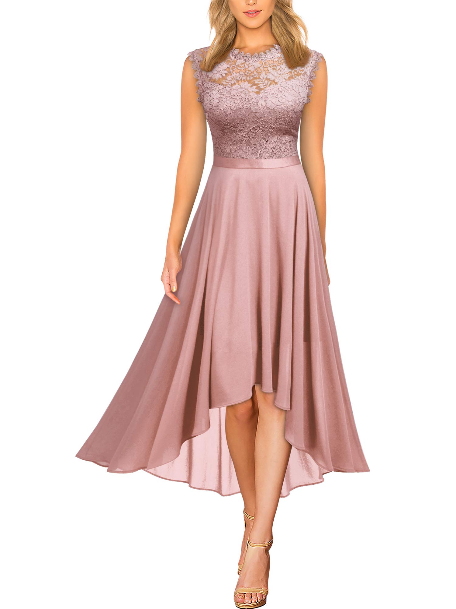 MiusolWomen's Formal Retro Lace Style Bridesmaid Maxi Dress