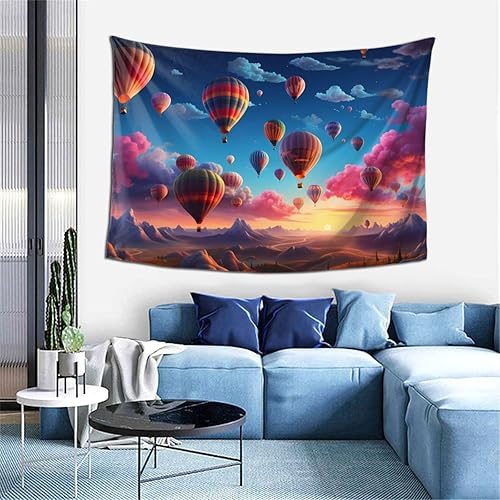 Miniatura 9 de Bedbliss Tapiz de pared con globo aerostático, decoración festiva para el hogar y acento versátil, 40 x 60 pulgadas