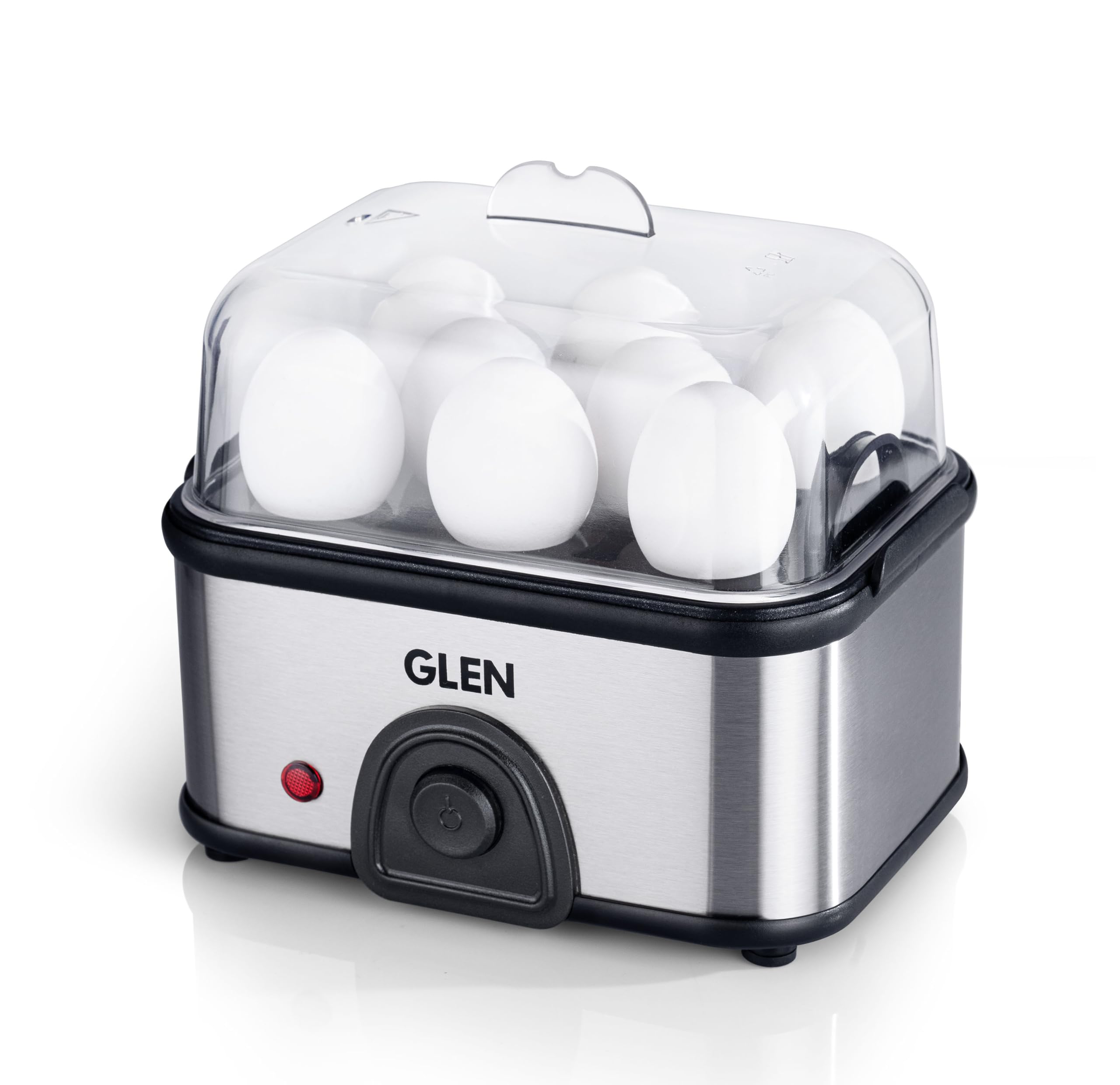 Glen Electric Egg Boiler Machine, Boil 8 Eggs & Steam Vegetable, 350W, Auto Cut-off, Multicooker with Steamer Rack, Measuring Cup, Non Stick Cooking Plate for Instant Noodles, Scrambled Eggs (3036EBS)