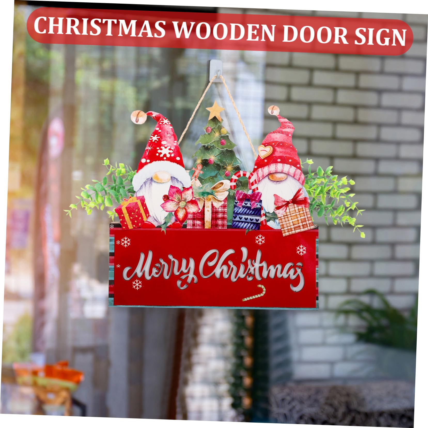 TOPBATHY Adornos de Papá Noel Letreros Navideños para Puerta de Entrada con Madera Placa Colgante de Navidad para Decoración de Pared Colgador Navideño para Puerta Festiva