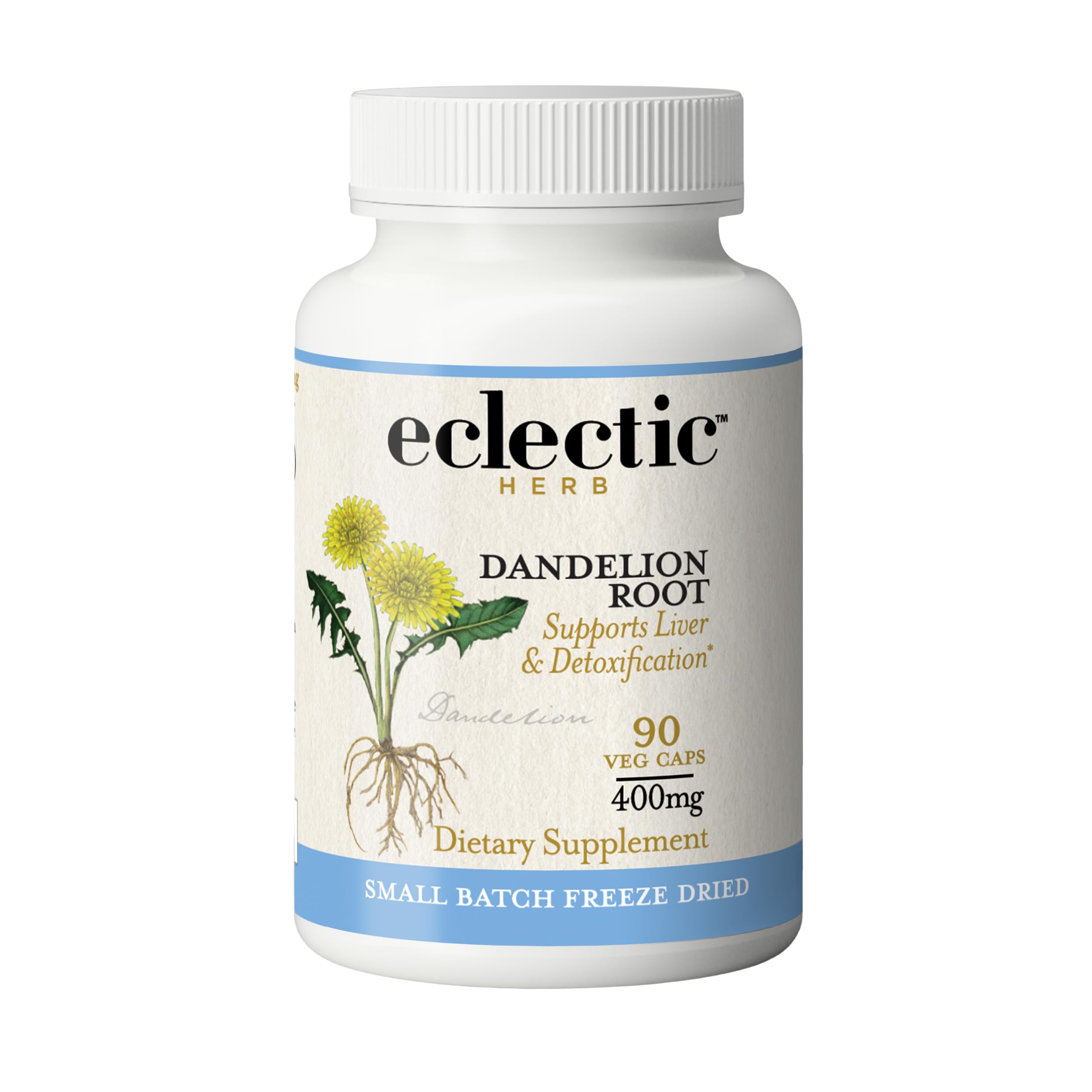 Eclectic Herb - Dandelion Root | Supports The Liver, Cleansing, Detox & Digestive Function | Vegan, Non-GMO, Gluten Free, Freeze-Dried (90 CT | 200 mg)