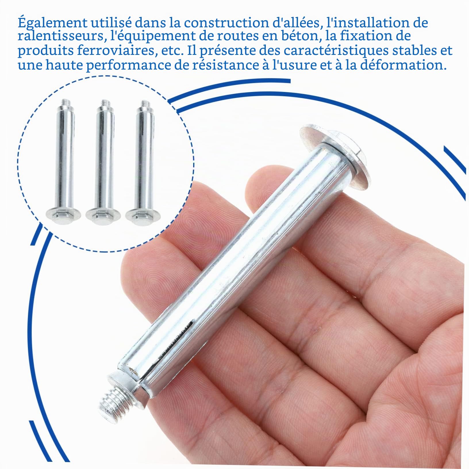 Lot De 10 Boulons D'Expansion En Acier Pour Fixation Sur Béton Asphalte Et Bitume Vis D'Ancrage Résistants À La Corrosion Pour Allées Ralentisseurs Et Routes Extérieures