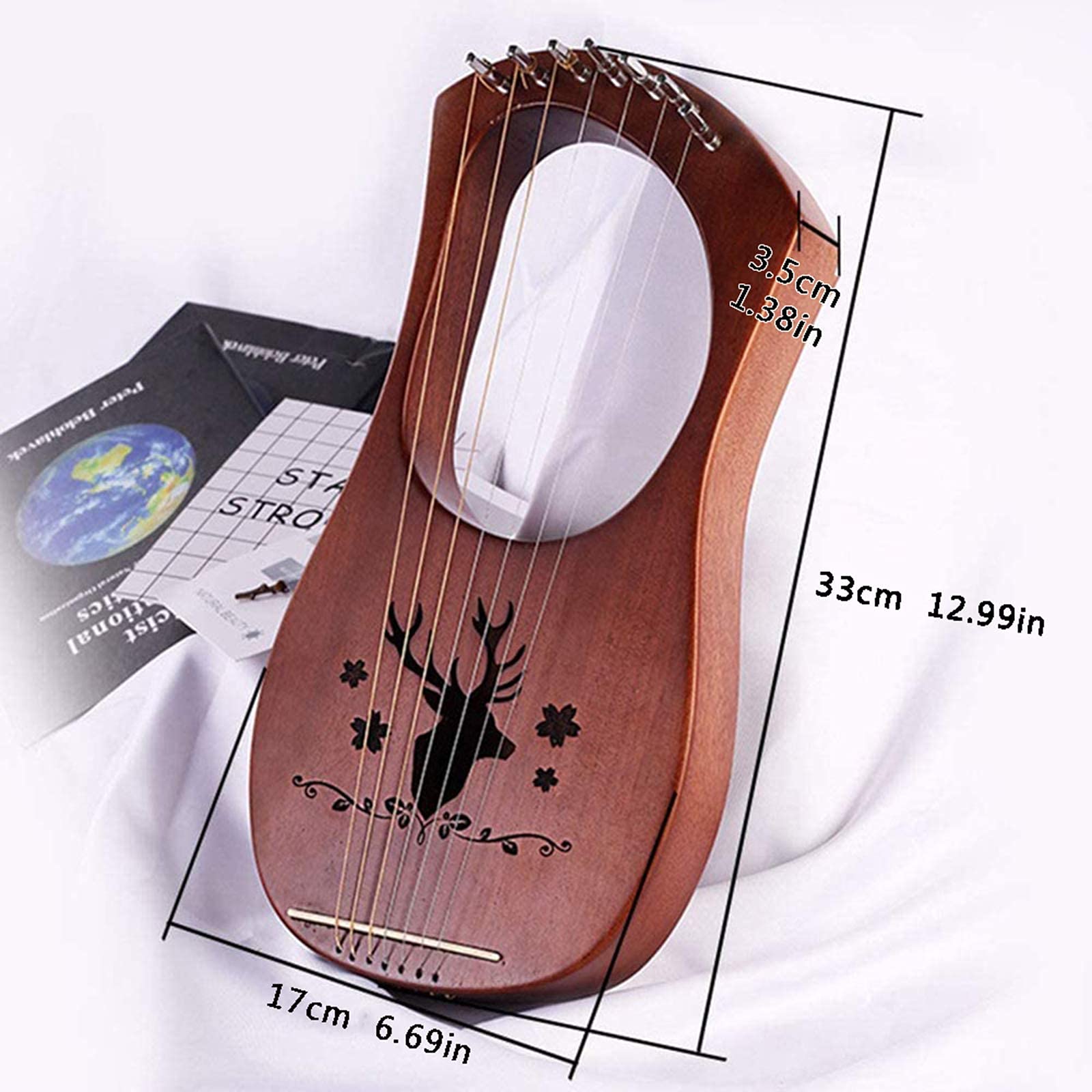 Harfe für Anfänger, Mädchenharfe, groß, europäisch, Laiya, 7 Saiten, für Anfänger, kleine Harfe, kleines Instrument
