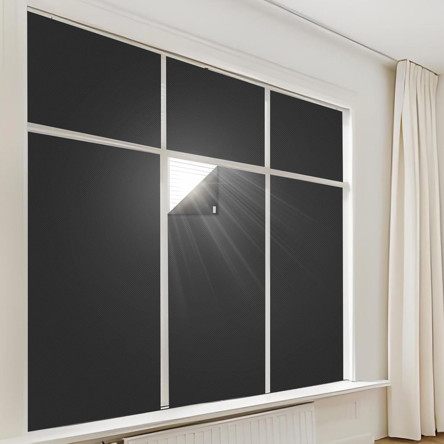Blackout Window Cover?100% Blackout Curtain Window Blinds No Drill DIY Portable Graphene UV Protection Thermal Black Out Cloth (Black, 67" W x 50" H) Black 67"W x 50"H
