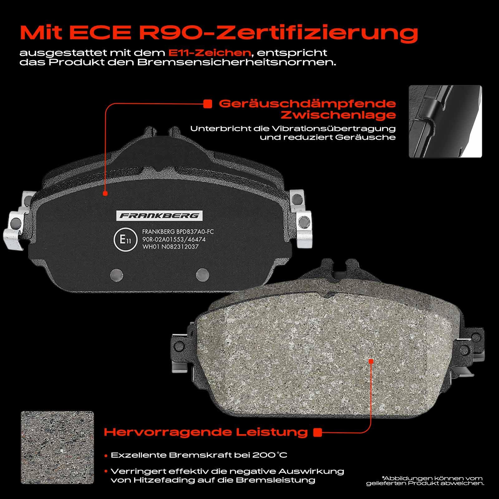 Frankberg Bremsensatz inkl. 2x Bremsscheiben + 4x Bremsbeläge Vorne Kompatibel mit C-Klasse T-Model S205 C-Klasse W205 C-Klasse Cabriolet A205 Replace# 0004208700