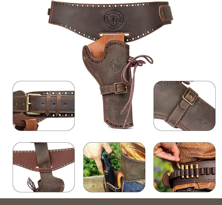 個人装備 Western leather gun belt TOURBON Genuine Leather Gun Holster Western Cowboy Leg