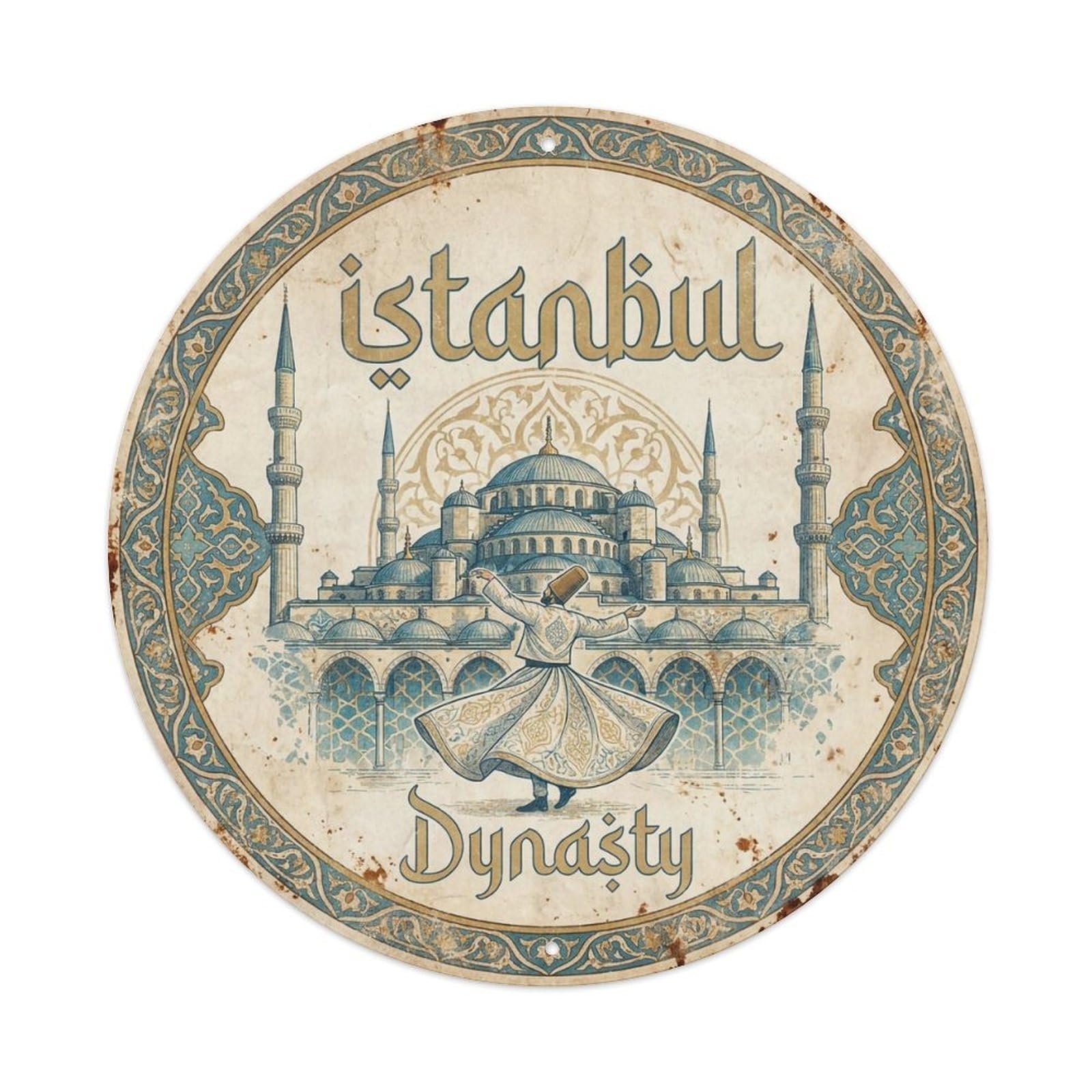 Vintage Travel Istanbul Turkey Dynasty Vintage Metal Tin Sign Plaque Wall Decor for Cafe, Club Bar, Office, Garden Metal Poster 8x8Inch