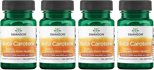 Swanson Betacaroteno (vitamina A) 25000 Iu (7500 mcg) 100 Sgels (paquete de 4)