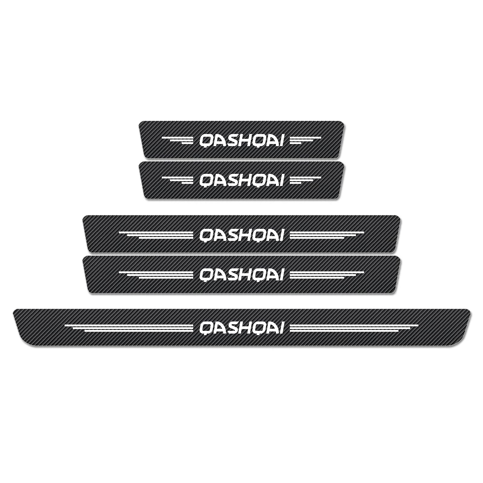 WXH97F Car Door Sill Protector for Nissan Qashqai, 5Pcs Carbon Fiber Texture Scuff Plate Guard, Anti-Scratch Kick Plate Entry Cover, Waterproof Wear-Resistant Trim