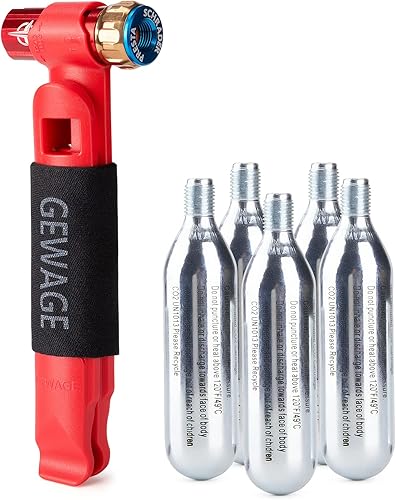 Miniatura 8 de CO2 Inflator with 5 X 16g Cartridges - CO2 Inflator Lever for Bike Tires, Presta & Schrader Valve Compatible - CO2 Bike Tire Pump for Mountain and