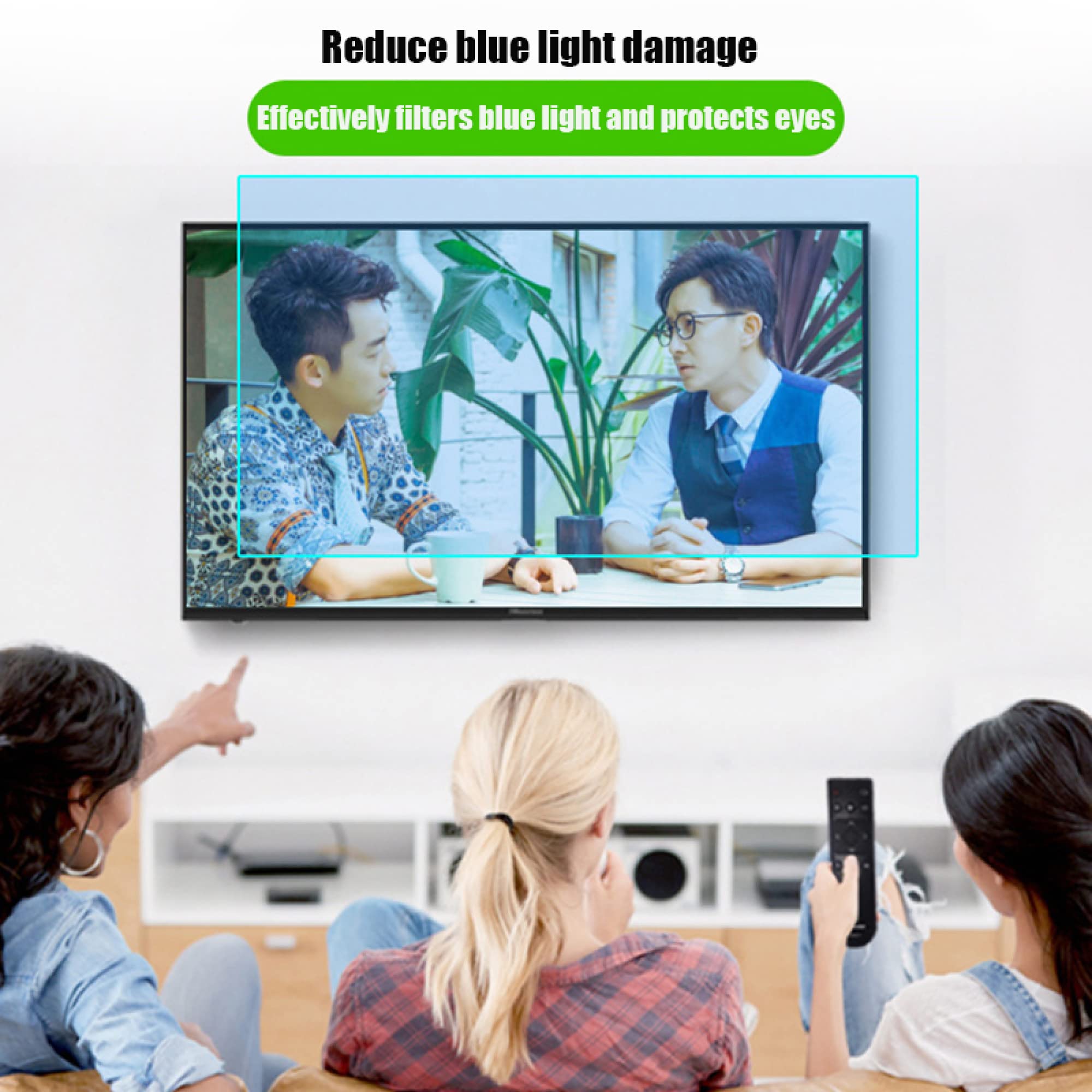Matowa antyodblaskowa folia ochronna na ekran 32-75 cali, ochrona przed niebieskim światłem, ochrona przed zarysowaniami, łagodzi zmęczenie oczu, do LCD LED OLED QLED HDTV i zakrzywionego ekranu/A / 75 cali 1645 x 930 mm