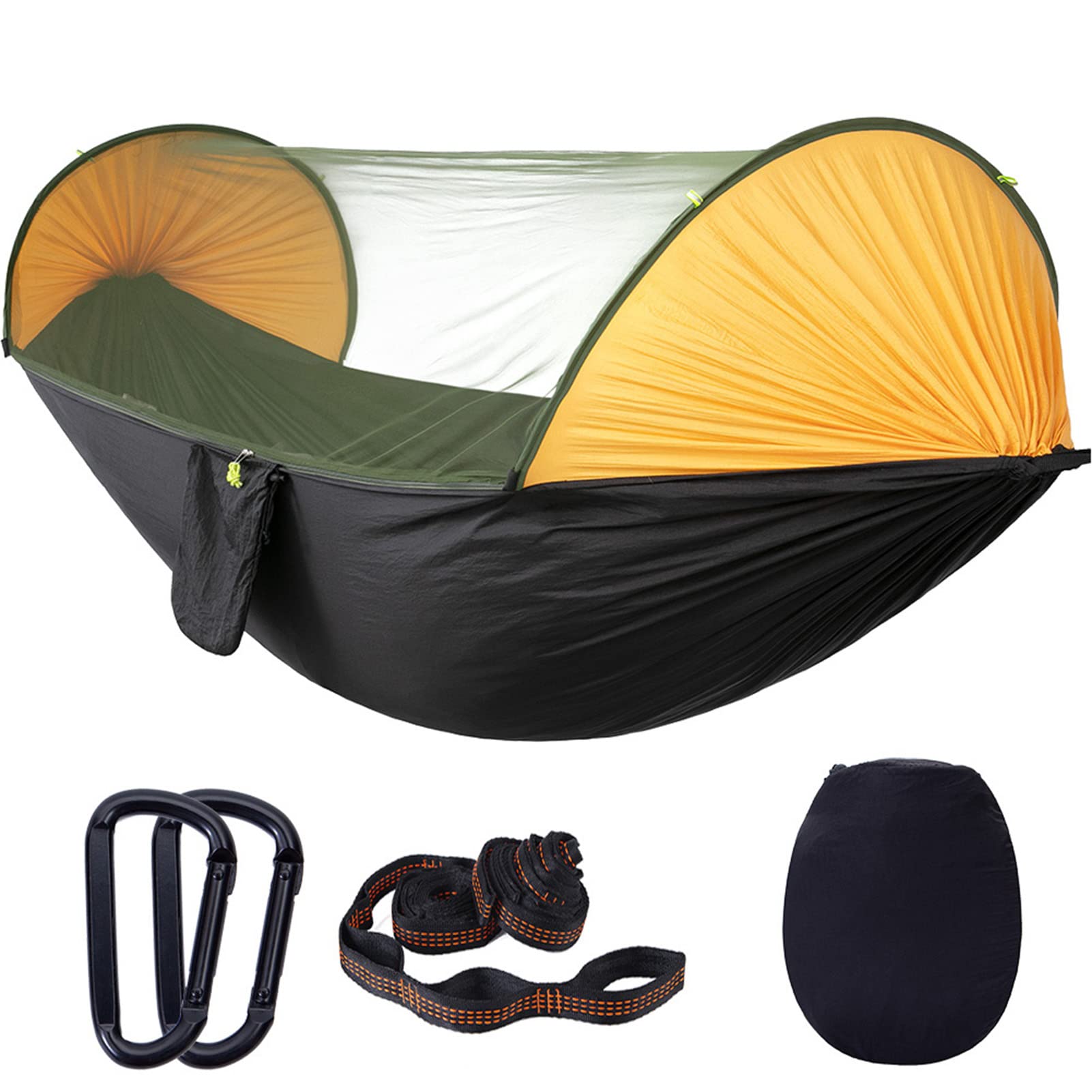 Hamac de Camping avec Moustiquaire, Hamac Portable en Nylon 210T 290 X 140 Cm, Conception à Ouverture Rapide, capacité de 441 LB, pour Voyage, Randonnée, Plage, Cour, Repos Extérieur