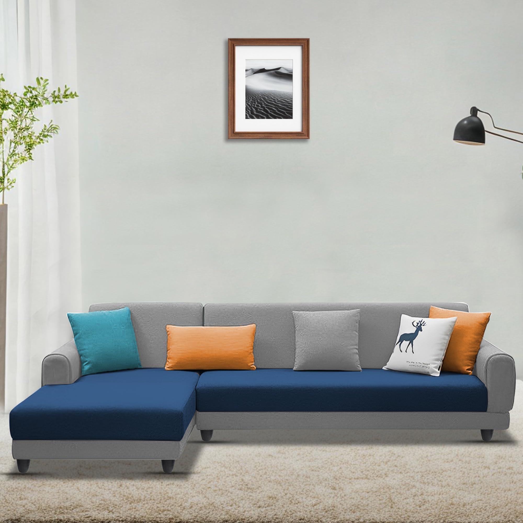 Casaliving - Kaven LHS 6 Seater L Shape Sofa Set for Living Room (Blue Grey Fabric)-image-20