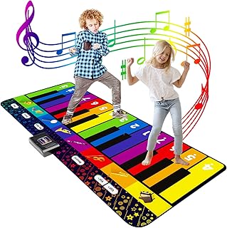 SUNLIN 6 ft. Floor Piano Mat for Kids & Toddlers, Giant Piano Mat, 24 Keys, 10 Built in Songs, 8 Instrument Sounds, Record & Playback, Song Booklet, Musical Toy Gift for Boys & Girls Age 3 4 5 6 7 8 9