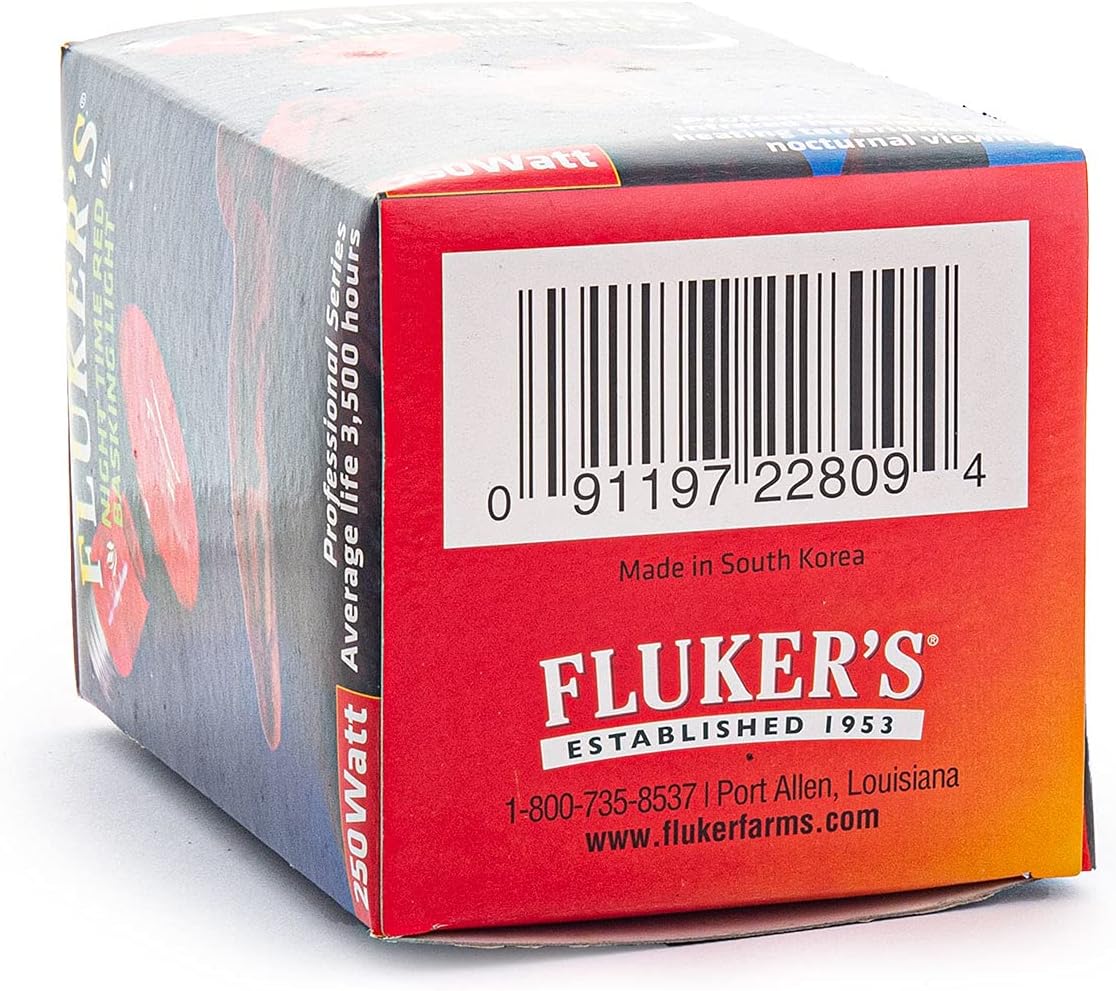 Fluker's Night Time Red Basking Spotlight, Infrared Heat Lamp for Reptiles, 250 Watt