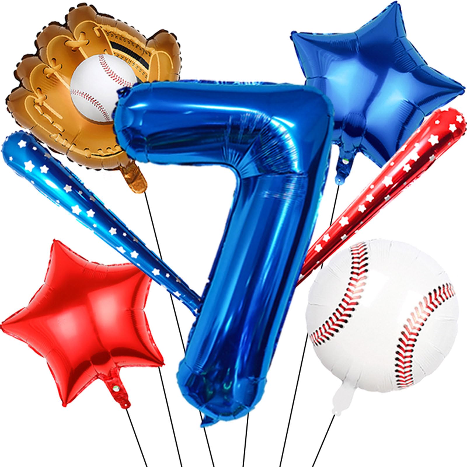 Tagberoy Navy Blue Number Balloons Baseball Balloons Set, Foil Number Balloons 40 inch Number 7 Balloon, Baseball Sports Theme 7th Birthday