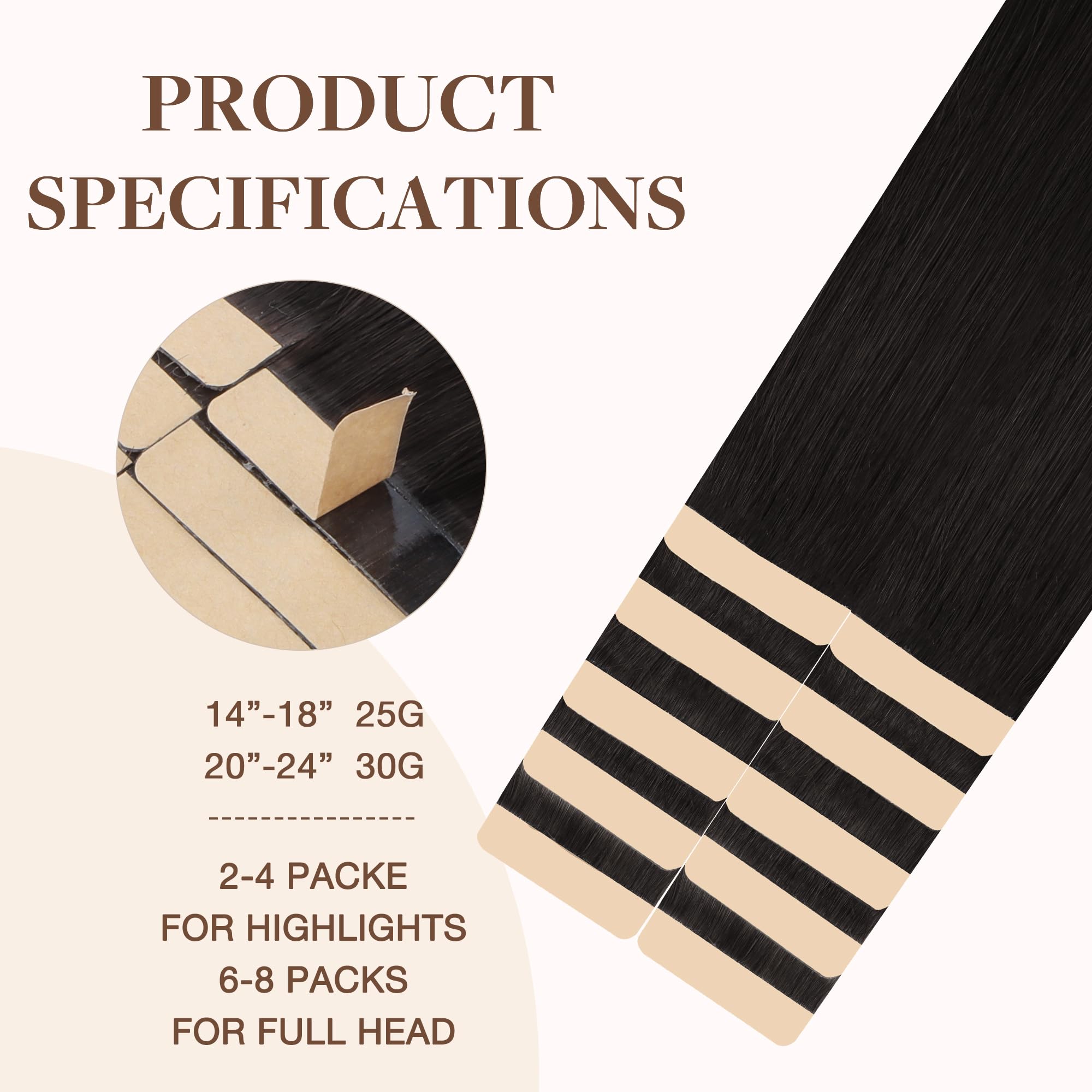 GOO GOO Tape in Hair Extensions human hair, tape Hair Extensions, 14inch 25g 10pcs, Human Hair Extensions, 2 Dark Brown - Image 3