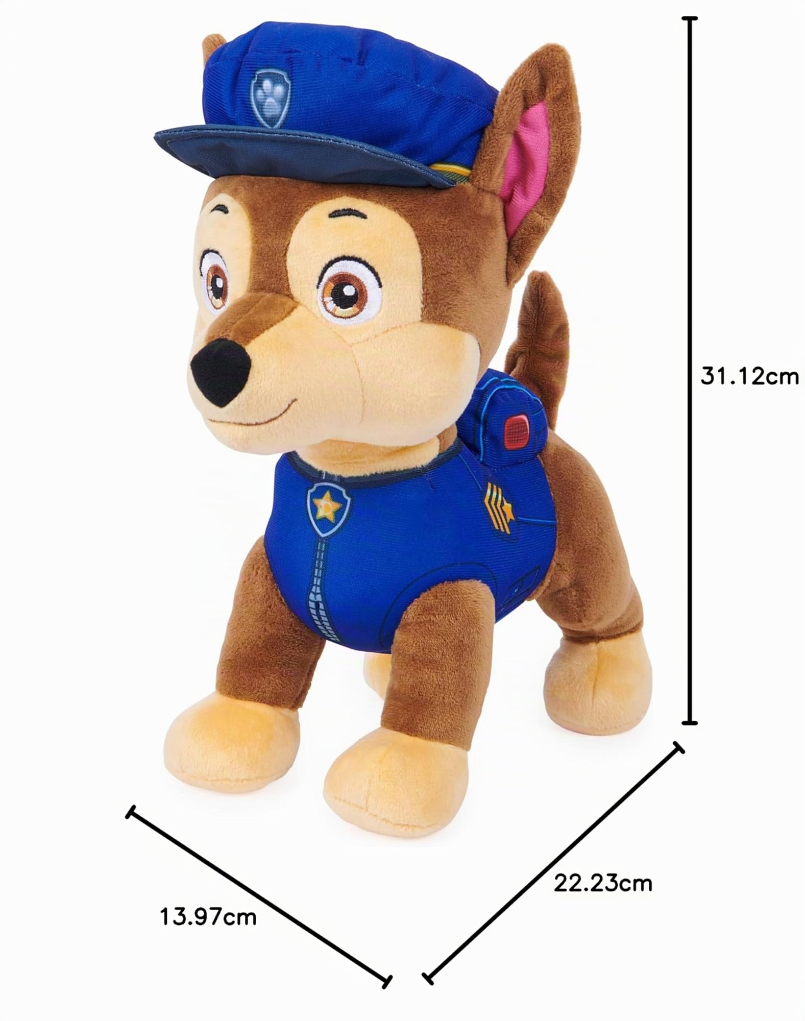 Paw Patrol, Talking Chase - Juguete de Peluche Interactivo de 12 Pulgadas de Alto con Sonidos, Frases y Cola meneando, Animales de Peluche, Juguetes para niños a Partir de 3 años