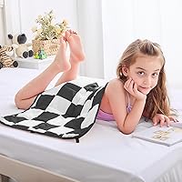 Vista 2 de yescool Black Checkered Weighted Lap Pad 2 Pounds Cooling Weighted Lap Blanket, Plaid Small Weighted Blanket, Weighted Throw Blankets Gifts for
