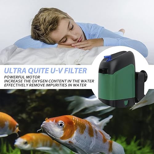 Miniatura 6 de FREESEA Bomba de filtro de energía para acuario filtro interno de 5 vatios aumenta oxígeno 4 en 1 bomba  132 GPH para hasta 150 galones